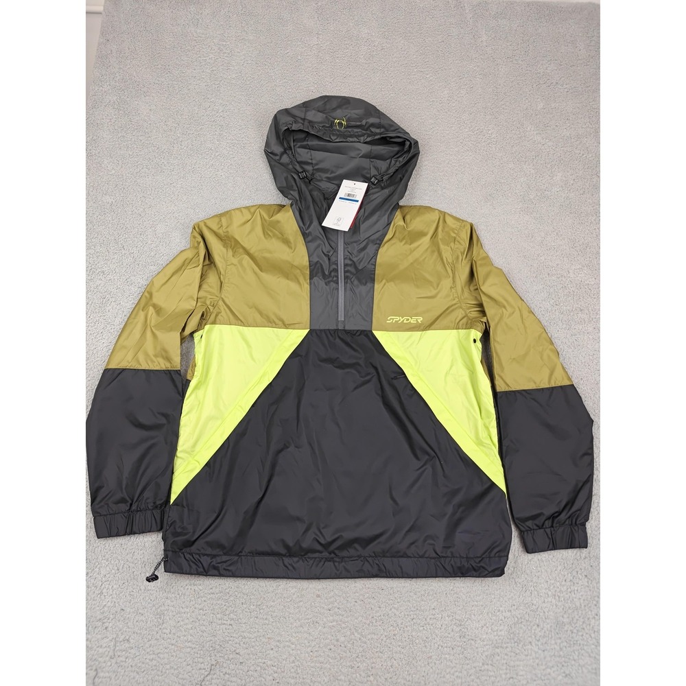 Spyder Belford‎ Windbreaker Jacket Mens XL Multicolor Hooded 1/2 Zip Anorak New